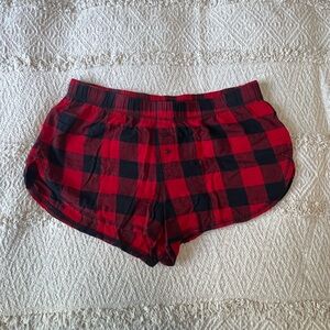 Red and black plaid pj shorts